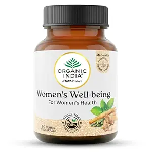 Organic India Women's Well Being - 60 Veg Capsules, Plant Based Estrogens, Boosts Health & Vitality For Women