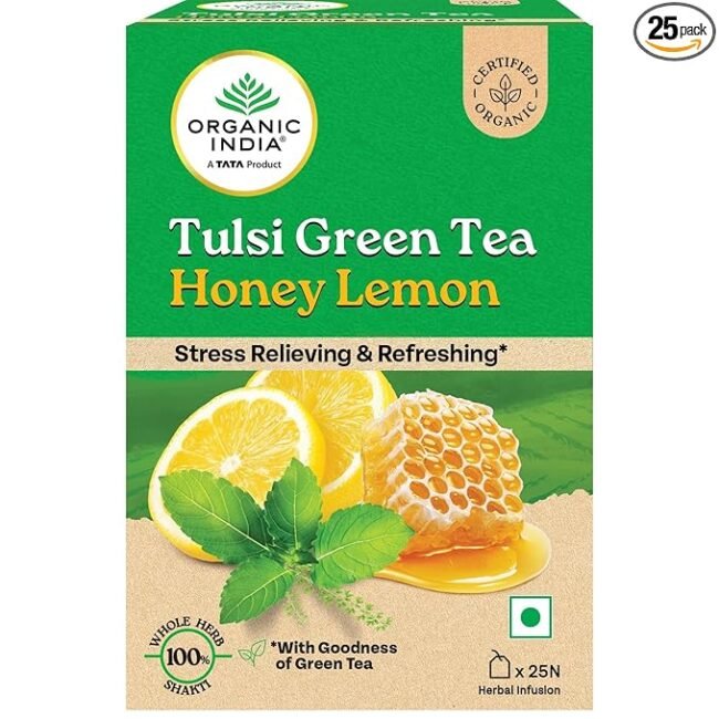 Organic India Tulsi Green Tea Honey Lemon 25 Teabags