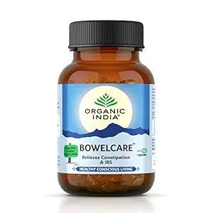 rganic India Bowelcare - 60 Veg Capsules (Pack of 2), Helps Relieve Constipation, Hyperacidity & IBS, Clean & Lubricate Bowel, Normalizes Digestion & Elimination