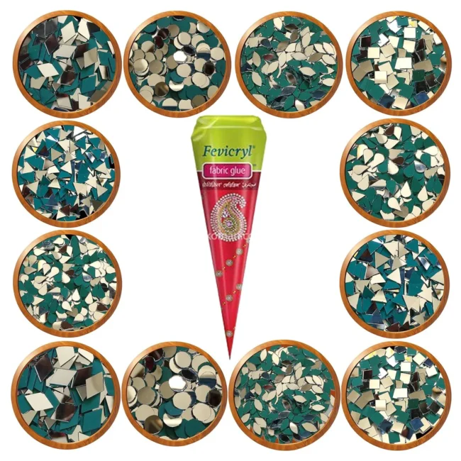 12 Variety Mirror Shapes with Glue Crafts,Perfect for Lippan,Fabric,Mandala Art,Jewelry Making,6 Medium and 6 Small Sizes,total 1.2k pcs