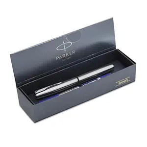 Parker Frontier Stainless Steel Chrome Trim Roller Ball Pen| Ink Color - Blue