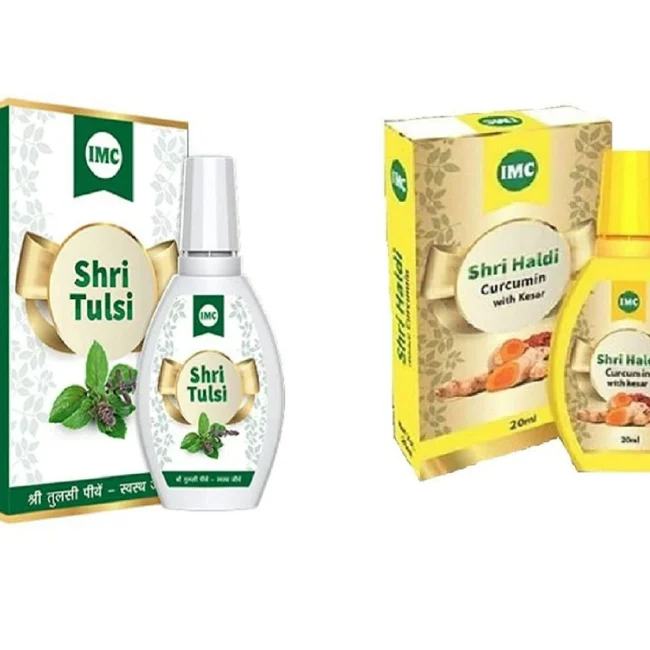IMC Shri Tulsi / Basil Drop and IMC Shri Haldi Drop, 2x20ml Pack