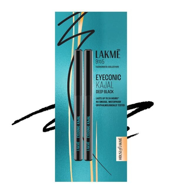 Lakme Eyeconic Black Kajal 0.35 g (Combo Pack of 2) Matte Kohl Liner in a Twist Up Pencil - Waterproof