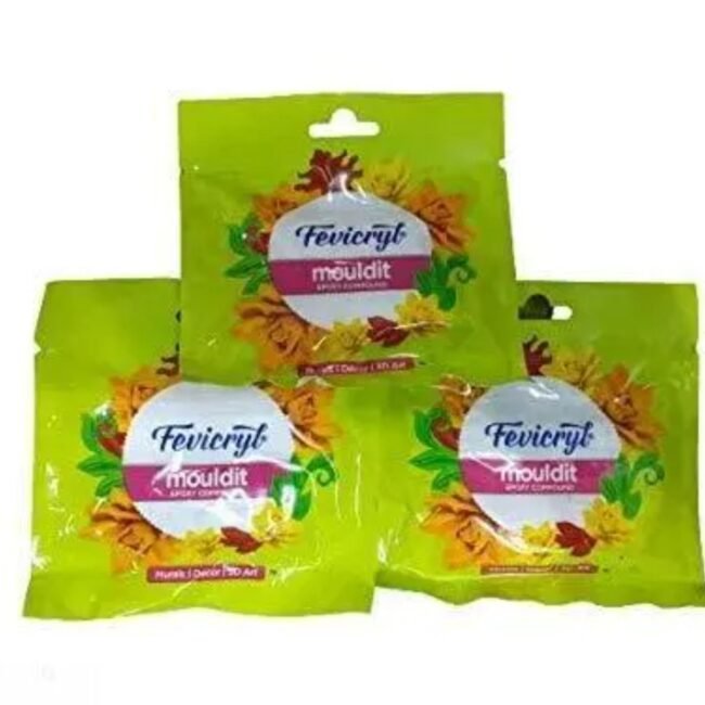 Modelistic Fevicryl Mould It Clay Set For Modelling And Sculpting,Air Dry Clay For Art And Craft,For Artists,Students,Childs,3x50g set,White