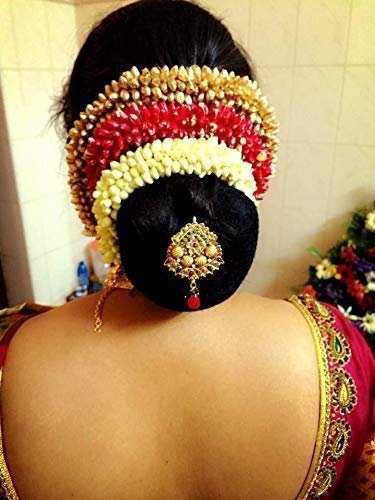 Artificial Golden Beads Hair Gajra for Bun, Bharatnatyam Kuchipudi Dance Hair Accessories for Women and Girls,1pc - Image 3